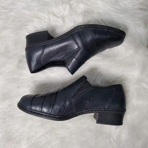 Rieker Womens Navy Leather Anti Stress Comfort Walking Shoes Loafers, 7.5